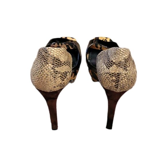 Jessica Simpson Bede2 Snake Leopard Black Colorblock Platform Heels 8 - Picture 7 of 11